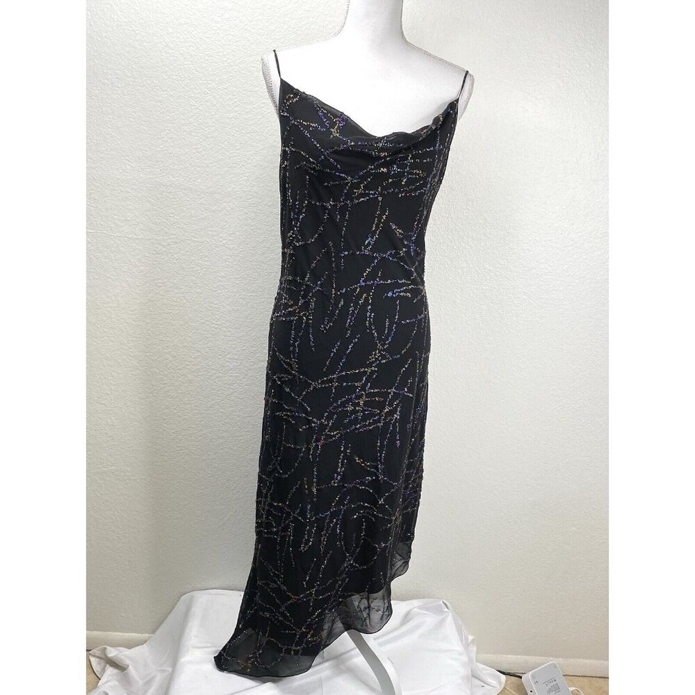 Rue De La Paix Dress Women's Black Sz 30 M Rainbow Beaded Asymmetrical Hem Fairy - Picture 2 of 16